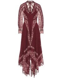 Jonathan Simkhai Midikleid aus Spitze - Rot