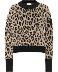 Moncler Leopard Wool And Cashmere Sweater - Natural
