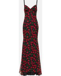 Dolce & Gabbana - Cherry Printed Silk Chiffon Gown - Lyst