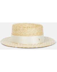 Maison Michel - Kiki Embellished Straw Boater Hat - Lyst