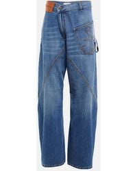 JW Anderson - Twisted Embroidered Wide-leg Jeans - Lyst