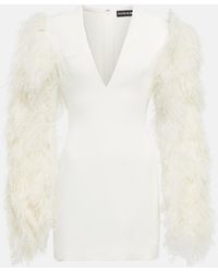 David Koma - Feather-Trimmed Cady Minidress - Lyst