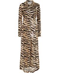 Paco Rabanne Tiger-print Velvet Shirtdress - Metallic