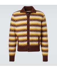 AURALEE - Jacquard Cashmere And Wool Cardigan - Lyst