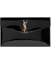 Saint Laurent - Uptown Patent-Leather Pouch - Lyst