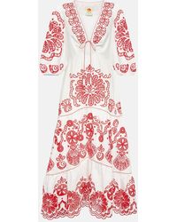 FARM Rio - Robe Midi En Coton A Broderies Anglaises - Lyst