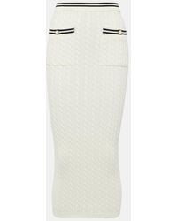Alessandra Rich - Two-tone Cable-knit Cotton Midi Skirt - Lyst