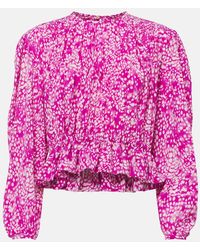Isabel Marant - Gelina Printed Silk-Blend Top - Lyst