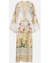 CAMILLA - Cutout Floral Linen Kaftan - Lyst