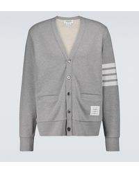 Herren Bekleidung Pullover und Strickware Strickjacken Thom Browne Cardigan Aus Wolle Mit Intarsie in Grau für Herren 