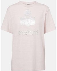 Isabel Marant - Zewel Logo Linen T-Shirt - Lyst