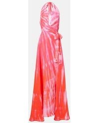 Anna Kosturova - Tie-Dye Halterneck Silk Wrap Dress - Lyst