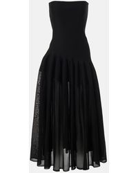 Alaïa - Abito Lungo Senza Spalline A Pieghe - Lyst