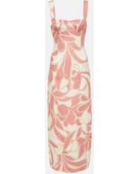 SIR. - Belletto Printed Linen Midi Dress - Lyst