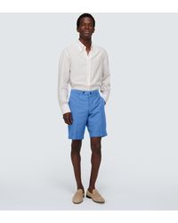 Incotex Cotton And Linen-blend Shorts - Blue