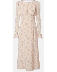Alessandra Rich - Floral Open-Back Silk Midi Dress - Lyst