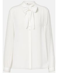 Tory Burch - Bow Semi-Sheer Georgette Blouse - Lyst