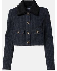Self-Portrait - Embellished Cropped Denim Jacket - Lyst