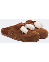 Ancient Greek Sandals - Lasi Shearling-Trimmed Suede Mules - Lyst