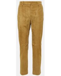 JOSEPH - Pantaloni cropped Coleman in suede - Lyst
