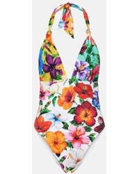 Dolce & Gabbana - Floral Halterneck Swimsuit - Lyst