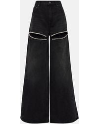 Area - Crystal-embellished High-rise Wide-leg Jeans - Lyst