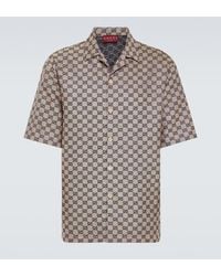 Gucci - Gg Canvas Linen-Blend Bowling Shirt - Lyst
