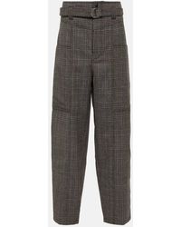 Tod's - Checked High-rise Virgin Wool Pants - Lyst