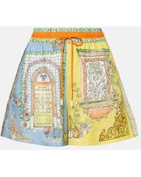 ALÉMAIS - Bedruckte High-Rise-Shorts Monte Aus Leinen - Lyst