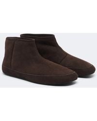The Row - Esther Shearling-Lined Suede Ankle Boots - Lyst