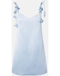 Self-Portrait - Floral-Applique Satin Minidress - Lyst