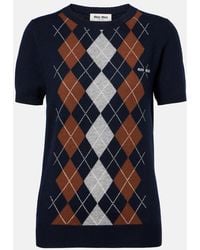 Miu Miu - Argyle Knitted Cashmere Top - Lyst