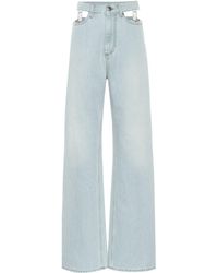 Save 46% MM6 by Maison Martin Margiela Denim White High-waisted Wide-leg Jeans Womens Clothing Jeans Wide-leg jeans 