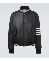 Thom Browne - 4-Bar Leather Bomber Jacket - Lyst