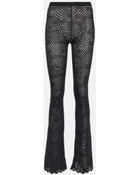 Alessandra Rich - Embellished High-Rise Flared Lace Pants - Lyst