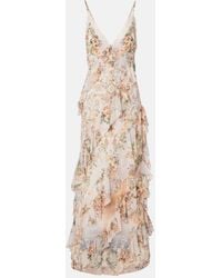 CAMILLA - Embellished Floral Ruffled Silk Maxi Dress - Lyst