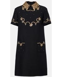 Valentino - Crepe Couture Embellished Minidress - Lyst
