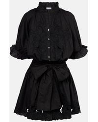 Juliet Dunn - Embroidered Cotton Poplin Minidress - Lyst