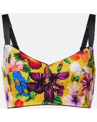 Dolce & Gabbana - Floral Silk-Blend Crop Top - Lyst