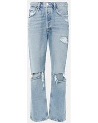 Agolde - 90S Distressed Mid-Rise Straight Jeans - Lyst