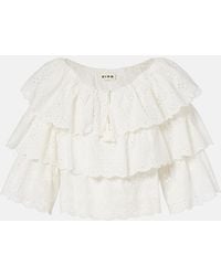 RIXO London - Broderie Anglaise Tiered Cotton Top - Lyst