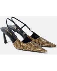 Saint Laurent - Verzierte Pumps mit Leder - Lyst