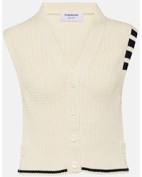 Thom Browne - Gilet cropped in lana a trecce - Lyst