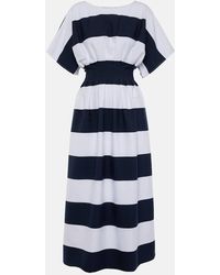Carolina Herrera - Striped Cotton-blend Midi Dress - Lyst