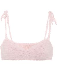 She Made Me Gehäkeltes Bikini-Oberteil Sita aus Baumwolle - Pink