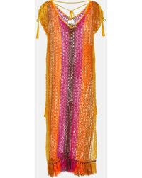 Anna Kosturova - Striped Crochet Midi Dress - Lyst