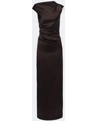 Max Mara - Elegante Ruched Embellished Satin Cocktail Dress - Lyst