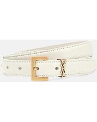 Saint Laurent - Cassandre Thin Belt With Square Buckle - Lyst