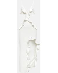 David Koma - Ruffle-Trimmed Asymmetrical Cutout Midi Dress - Lyst