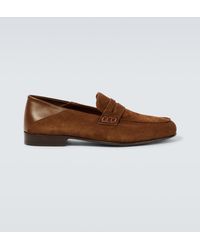 Manolo Blahnik - Plymouth Suede Penny Loafers - Lyst